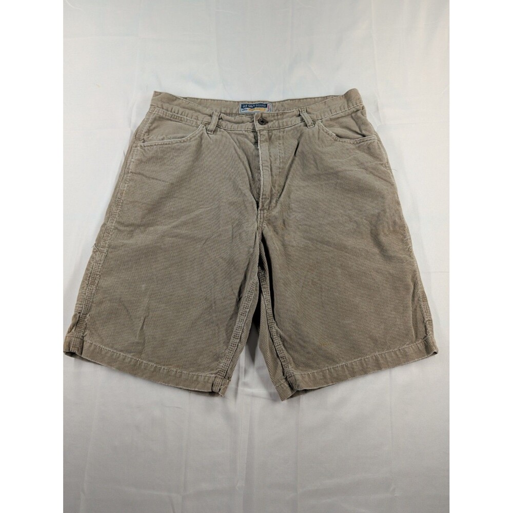 Y2K Old Navy Corduroy Shorts Mens 36 Beige Workwear Bermuda Relaxed Fit 5 Pocket